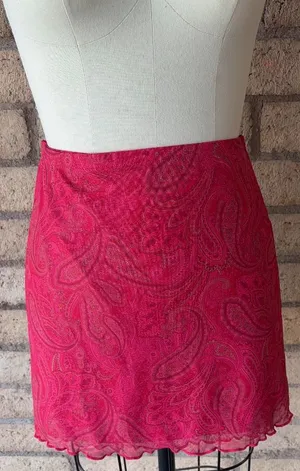Shein | Pink Paisley Mesh Mini Skirt | XLShein | Pink Paisley Mesh Mini Skirt | XL thumbnail 1