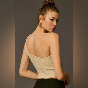 Anthropologie one-shoulder sweater corset top thumbnail 3