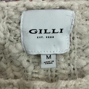 Gilli Striped Popcorn Knit Boat Neck Sweater White Multicolor Boho Size M thumbnail 7