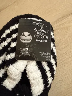 Disney Tim Burton's The Nightmare Before Christmas Jack Skellington Slipper Sock thumbnail 2