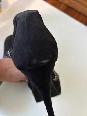 Forever 21 Black Studded Peep-Toe Ankle Tie Heels thumbnail 5