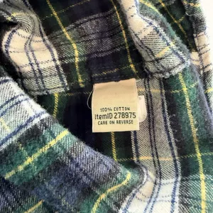 LL Bean Scotch Plaid Cotton Flannel Button Shirt Relaxed Fit 3X Green White thumbnail 10