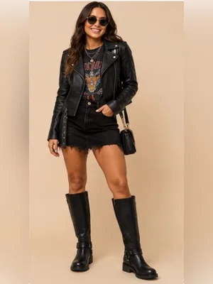 Billini Kaylen Riding Boots in Black, an edgy, knee-high moto/biker boot size 9 thumbnail 6