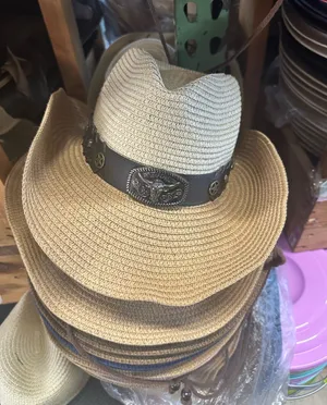 Straw Cowboy Hat with Silver Detail Brown thumbnail 1