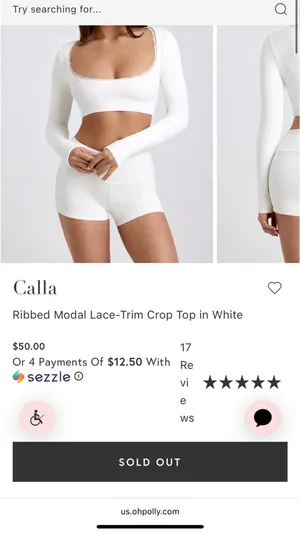 oh polly calla lace long sleeve cropped  thumbnail 1