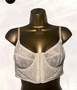 Y2K Ivory Lace Longline Bustier Bralette thumbnail 1
