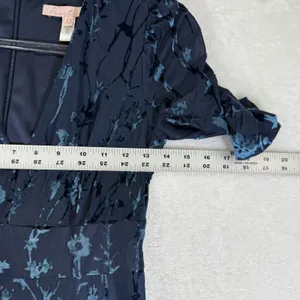 Hutch Navy Blue Floral Burnout Velvet Short Sleeve V-Neck Maxi Dress Size 0‎ thumbnail 3