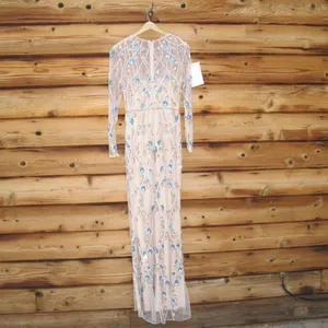 MAC DUGGAL 93772 Cream Floral Embellished Long Sleeve Gown Dress Size 4 thumbnail 10