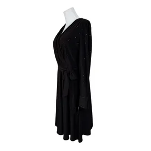 DKNY Faux Wrap A-Line Dress 8 Black Sparkle LBD Party‎ Holiday NWT $150 thumbnail 3