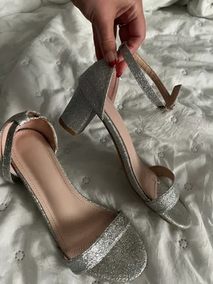 Silver Sparkly High Heels Size 6.5 thumbnail 2