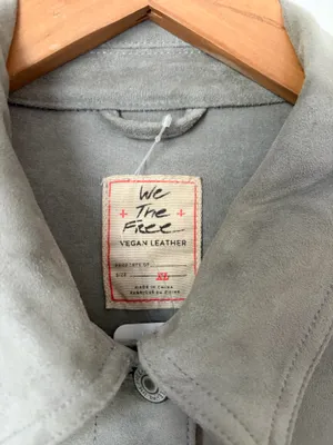 Free People Fringe Out Vegan Suede Jacket Gray Size XL NEW thumbnail 5