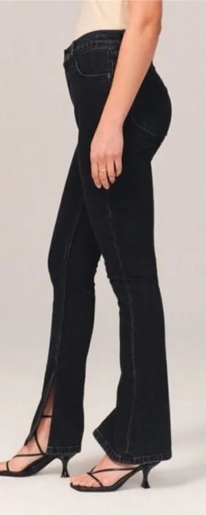 Abercrombie & Fitch Split Hem Jeans Sz 25 Black Denim Skinny High Rise thumbnail 2