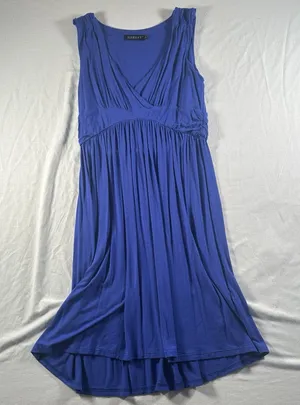 HARHAY Womens XL Blue Sleeveless Empire Waist Midi Dress Flowy Stretch Casual thumbnail 1
