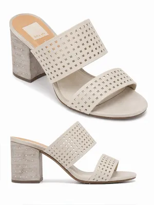Dolce Vita Women’s Perforated Block Heel Mule Sandals. Size: US 8 thumbnail 1