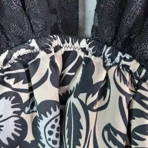 Cacique 28/20 Chic Black and White Pastel Sky Blue Floral Paneled Negligee thumbnail 6