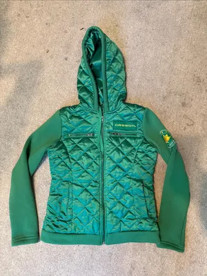 G III By Carl Banks Vintage Oregon Ducks Green Quilted Bomber Jacket Size S thumbnail 1