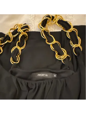 Arden B Black dress with gold chain straps thumbnail 6