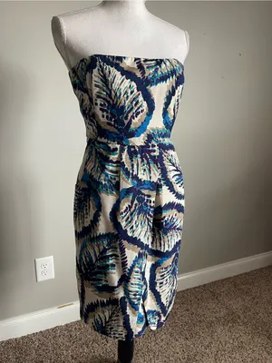 BANANA REPUBLIC FACTORY | Silk Blend Strapless Printed Dress Sz 0 thumbnail 3