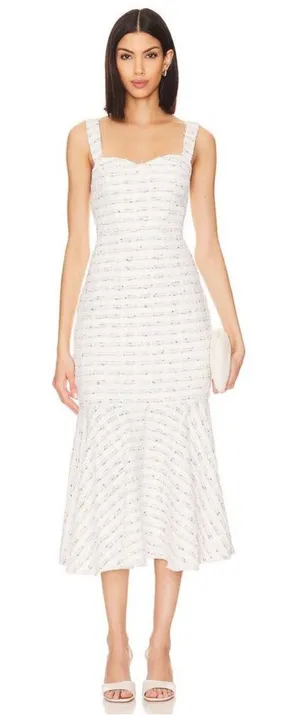Revolve Bridal Misa Los Angelos Elkie Tweed Small Dress Winter White NEW thumbnail 1