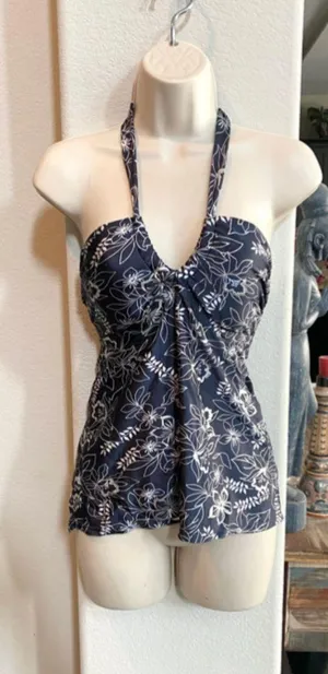 Converse Like new charcoal gray and silver Tankini top. Sz S thumbnail 1