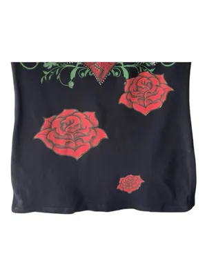Y2K: Broken Heart ✿ Crystal Rose Tattoo Tee T Shirt ✿ Black Small ✿ Stretch Fit thumbnail 7