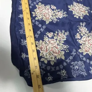 Access 100% silk dark blue floral scarf 32” x 33” hand rolled thumbnail 7