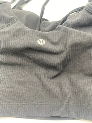 Lululemon Womens Align Strappy Cropped Tank Black Ribbed Yoga Top LW1EF6S Size 2 thumbnail 3