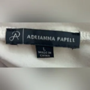 Adrianna Papell L Asymmetrical Textured Trim Women's Top in White thumbnail 7