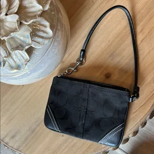 Coach Vintage Authentic Classic Black Logo Canvas Wristlet thumbnail 6