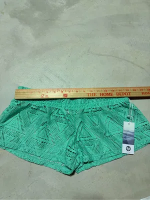 Lagaci NWT Women's Green Crochet Beach Shorts LARGE thumbnail 6