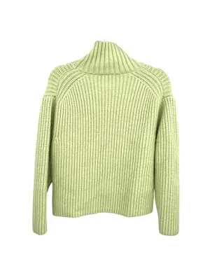 Ann Taylor Green Ribbed Turtleneck Shaker Sweater Size Small Chunky Cozy Pastel thumbnail 4