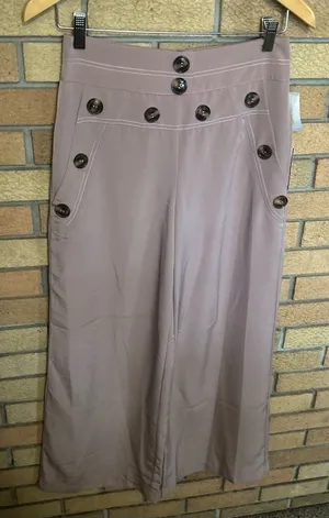 NWT Dillards Love & Piece Collective Mauve Women’s Wide Leg Slacks Button Size S thumbnail 1