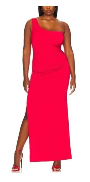 Remi x Revolve Gigi One Shoulder Slit Maxi Dress Women's Size 2X Red Glam thumbnail 1