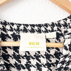 Anthro Maeve Margaret Houndstooth Tunic Ruffle Hem Long Sleeve Mini Dress thumbnail 2