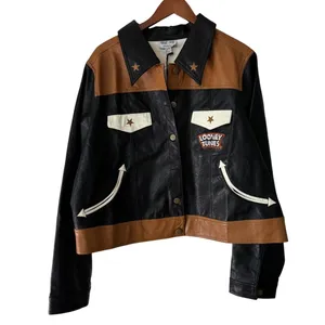 Unique Vintage‎ Looney Tunes Bugs Bunny Back Off Leather Jacket XL thumbnail 6