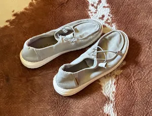 Women's grey Hey Dudes worn but have life left Size 7 thumbnail 1