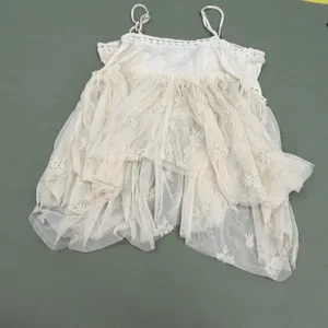 Lucky Brand Cream Embroidered Mesh Lace Trim Boho Camisole Top Medium thumbnail 5