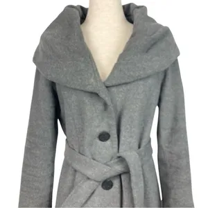TAHARI Wool Blend Belted Shawl Collar Coat, Jacket in Grey thumbnail 4