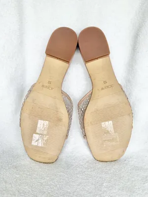 J.Crew Factory Nude Rhinestone Mesh Sparkle Slide Sandals CI954 Sz 10M thumbnail 13