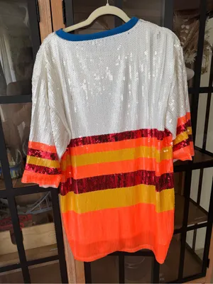 Houston Astros sequins tshirt dress MLB Sparkle city QOS baseball short sleeve thumbnail 8