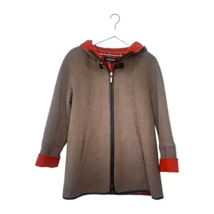 Ellen Tracy Wool Blend Hooded Car Coat Gray Orange Lining Size 4 thumbnail 2