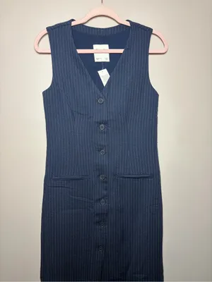 Abercrombie & Fitch Pinstripe Midi Sleeveless Dress NWT Small thumbnail 5