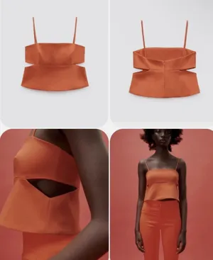 ZARA Orange Cut-Out Top thumbnail 2