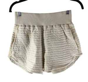 Everlane Womens Organic Cotton Quilted Shorts Pull On Pockets Ivory S thumbnail 1
