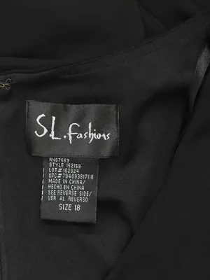 S.L. Fashions Satin Trim Sequin Embellished Dress Black 18 thumbnail 3