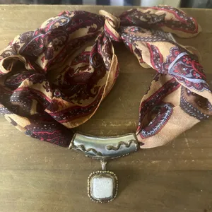 Vintage paisley silk scarf pendant necklace thumbnail 6