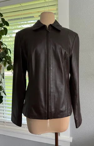 Croft & Barrow Lambskin Leather Zip Up Jacket Size Small thumbnail 1
