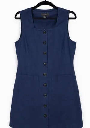 Banana Republic Navy Linen-Blend Button Front Top NWT thumbnail 1
