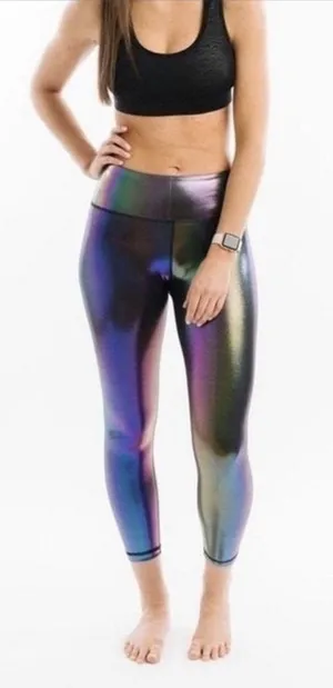 ZYIA Active Unicorn Iridescent Metallic Holographic High Rise Capri Leggings 2 thumbnail 1