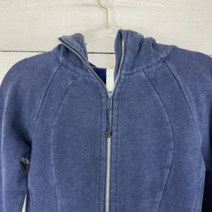 Lululemon RARE Blue Scuba Hoodie Jacket Full Zip Women's Size‎ 6 Thumb Holes thumbnail 2